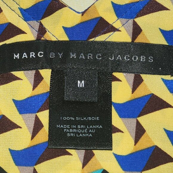 Marc by Marc Jacobs Tank Top Womens M Gold Blue Pinwheel Tunic Silk Medium - Picture 5 of 7
